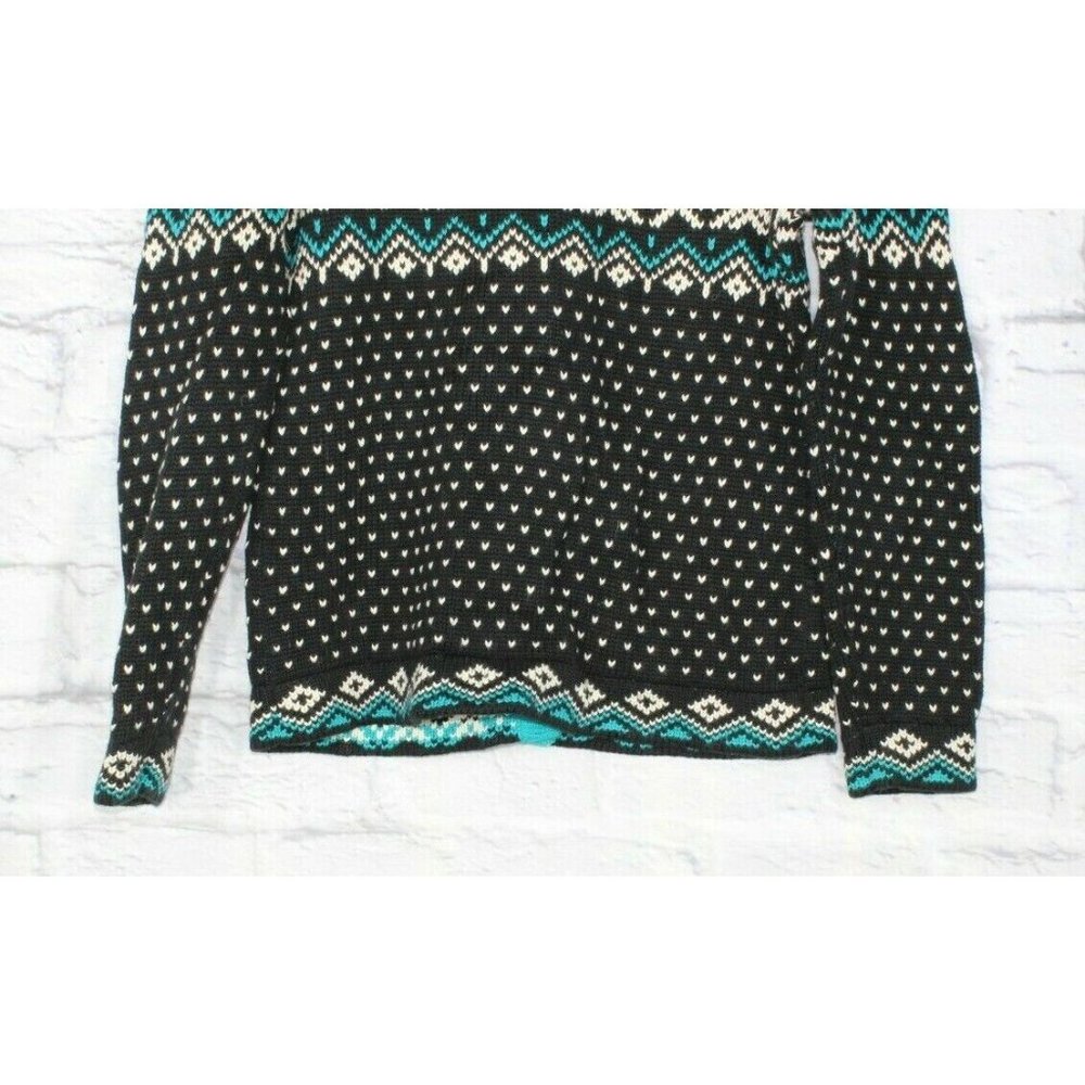 LL Bean Black Snowflakes Fair Cotton Button Down Nordic Sweater Size S - Picture 6 of 9